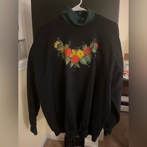 Black/Green Flower Tunic Sweater